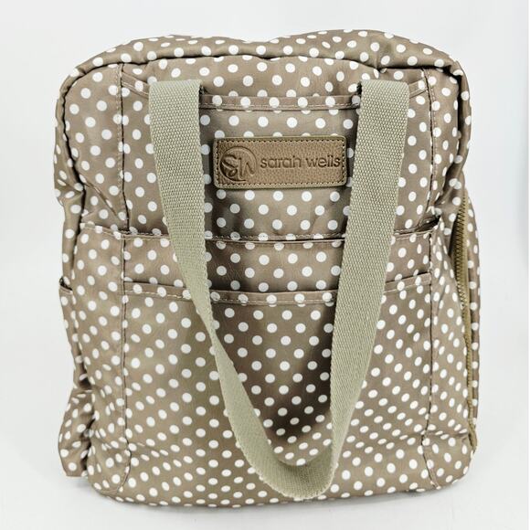 Sarah Wells Kelly Convertible Breast Pump Bag Backpack Gray Polka Dot - Picture 2 of 15